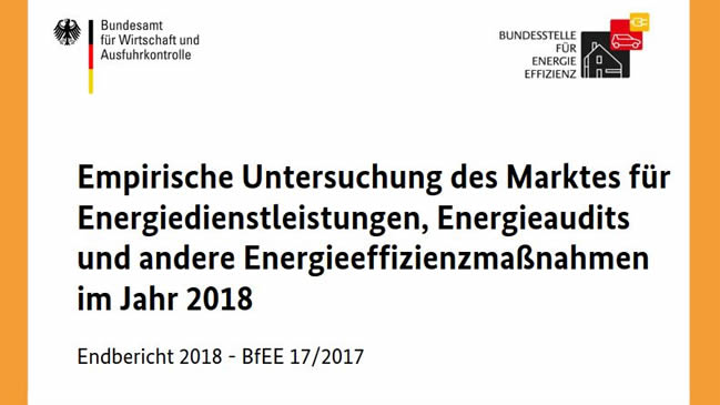 Ausschnitt des Titelblatts der Markstudie zu Energieeffizienzdienstleistungen Ausschnitt des Titelblatts der Markstudie zu Energieeffizienzdienstleistungen