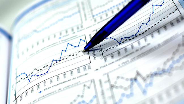 Blatt mit Diagrammen und Stift Blatt mit Diagrammen und Stift